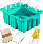 Popsicles Molds, Silicone ice Pop Mold Food Grade Cakesicles Mold For ice Cream 50 Popsicle Sticks 50 Popsicle Bag (Blue, 12 Cavities)