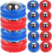 VICASKY 16pcs Miniature Shuffleboard Roll Beads Plastic Steel Balls Replacement for Worn Out Curling Game Vibrant Colors for Easy Recognition