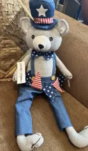 Memorial Day Patriotic Americana 4th of July Shelf Sitter Bear Doll Decor 22"