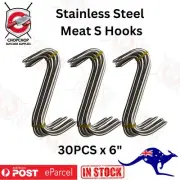 New SET 30 x 6 in Solid Stainless Steel Meat S-Hooks Butchers Hunters Sausage Ma