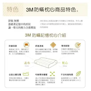 【3M】防螨記憶枕-舒柔型M 一入 防螨枕 記憶枕