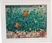 Sea Glass Art Sea Glass Art Kit Stained Seaglass Art Kit with Photo Frame, Mosaic Craft Kit DIY Sea Glass for Crafts Gifts, Home Decor, Beginners, Style 2