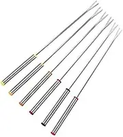 VINTORKY 6Pcs Stainless Steel Dessert Forks with Heat Insulating Handle for Chocolate Fondue Cheese Fondue Marshmallow Roasting for Fondue Fountain Parties