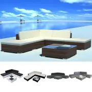 Outdoor Patio Lounge Set 6 Piece Poly Rattan Couch Table Multi Colours vidaXL