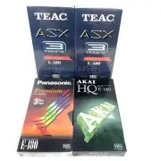 4x 3 Hour E-180 Blank Recordable VHS Tapes TEAC Panasonic AKAI New