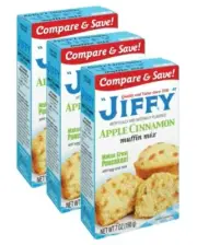 (3 Pack) Jiffy Apple Cinnamon Muffin Mix 7oz Box, Great for Breakfast & Desserts