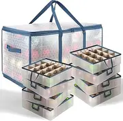 Hearth & Harbor Large Christmas Ornament Storage Box With Adjustable Dividers - Plastic Ornament Storage Container For 128 Holiday Ornaments or Decorations