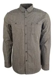 Kenneth Cole Men's Button Down Checkered Oxford Shirt BW Large