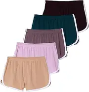 [Real Essentials] 5 Pack: Girls' Dry-Fit Active Athletic Dolphin Shorts (Ages 4-16)