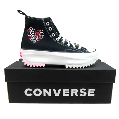 Converse Run Star Hike HI "Love" Sneakers Women's Size 7.5 Black Red NEW A01598C
