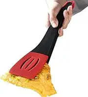 3 in 1 Kitchen Silicone Spatula Tongs-Resistant Detachable Flexible Flipping Clip Multipurpose BBQ Food Clamp Slotted Spatulas and Turner-Fish Spatula for Baking, Cooking, Mixing,(Red)