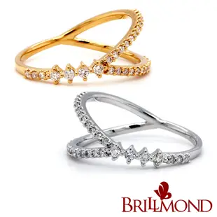 【BRILLMOND JEWELRY】鑽石線戒 18K金 交織鑽戒雙色選(18K金台 天然鑽石總重20分)