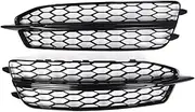 Auto Front Bumper Fog Light Grille Honeycomb Hex Grill Cover Gloss Black Compatible For Audi A6 C7 S Line S6 2011 2012 2013 2014(Gloss black)