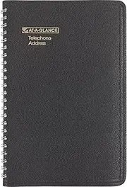 AT-A-GLANCE Large Telephone & Address Book, 800+ Entries, 4-7/8" x 8" Page Size, Black (8001105)