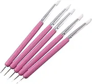 5pieces Easy-to Clay Sculpting Tools Double-Ended Dotting Tools Set Wide Application Wood Easy to and Clean, Rose red
