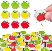 JarThenaAMCS 60Pcs Mini Apple Erasers Bulk - 3 Colors Apple Shape for Back to School Party, Classroom Stationery Supplies