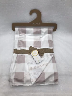 Lila & Jack Soft Silky Micro Mink Baby Blanket Pink White Check Reverse Stripes