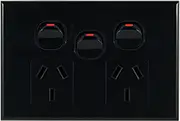 Connected Switchgear GEO Double Powerpoint + Extra Switch Black
