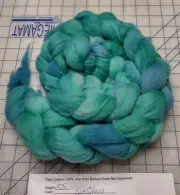 Hand Dyed Painted Med Wool Blend Combed Top Roving Spinning Felting Sea Glass