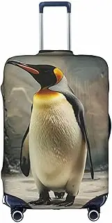 [Pvinnk] Penguin Print Protective Luggage Cover Elastic Washable Suitcase Protector Travel Gear Protector, White, Small