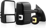 Towing Mirrors Compatible With 1999-2016,Super Duty Truck Pickup Side Tow Mirrors F250 F350 F450 F550, Power Heated Extendable manual telescoping&folding Pair Switchback Lights