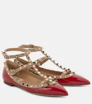 [Valentino Garavani] Valentino Garavani Rockstud patent leather ballet flats AU 4 red