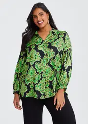 [TS] Taking Shape Natural Nadia Collar Top Size 20 in Print, Viscose - Plus Size Women's Clothing Print