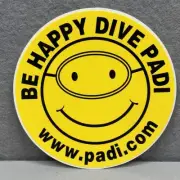 BE HAPPY DIVE PADI Sticker Scuba Sport Dive Car Boat Sticker Tank Decal NOS