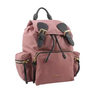 BURBERRY The Rucksack 尼龍拼皮革中型軍旅後背包(展示品) (粉葵色)