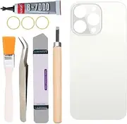 Yuntunele Back Covers Glass Replacement Compatible with iPhone 13 Pro 6.1 inches All Carriers with Professional Tool Set (White)