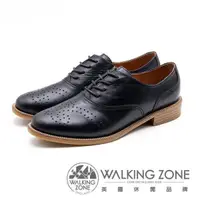 在飛比找PChome24h購物優惠-WALKING ZONE 壓花style牛津鞋 女鞋-黑(另