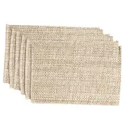 100% Cotton Placemats for Dining Room Rectangle Two Tone Set of 6 6 Eggshell
