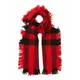 BURBERRY 經典格紋羊毛流蘇披肩/圍巾(黑紅)/平行輸入