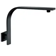 Bathroom Square Stainless Steel Gooseneck Shower Arm Outlet Pipe Matt Black