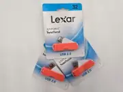 3 Pack Lexar JumpDrive TwistTurn2 USB 2.0 Flash Drive 32GBX3 96GB NEW