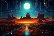 DMT Cyberpunk Land, UV tapestry, Blacklight Reactive, Psychedelic Wall Hanging