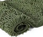 Morbuy Bath Mat Non-Slip, Chenille Absorbent Bathroom Mat, Microfiber Plush Shaggy Bathroom Rug, Living Room Front Door Entry Floor Mat for Bathroom (60x90cm,Olive Green)