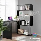 New Home Office Computer Desk 4 Tier BookShelf Table Storage Workstation Black