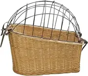 Pet Bicycle Basket, Rattan Pet Cat and Dog Storage Basket with Iron Lid Pet Storage Basket, Detachable Multifunctional Storage Basket Before Riding, Easy to Install