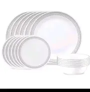 Corelle Mystic Gray 18-piece Dinnerware Set Triple-Layer Dishwasher Safe