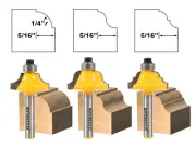 5/16" 3 Bit Edge Forming Router Bit Set - 1/4" Shank - Yonico 13320q
