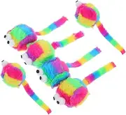 JUMPLAWN Indoor Cat Toys 6 Pack Plush Mice Toys for Kitten Biting Chewing Catnip