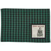 Vintage Postcard Set of 6 13x19 Rect Placemat Christmas Green Black Plaid Park