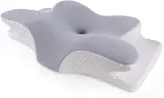 ALSTON Orthopedic Neck Shoulder Pillow Cervical Memory Foam Support Cushion 2 Heights Ergonomic Contour Pillows with Washable Pillowcase (64x47x11 cm)