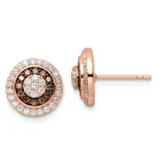 Sterling Silver Rose-Tone Black Rhodium-Plated Cz Fancy Post Earrings
