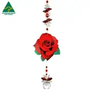 Red Rose Crystal Suncatcher gift, valentines rainbow prism hanging suncatchers,