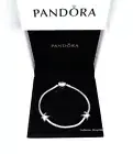 NEW 100% Pandora 925 Silver Snake Chain Heart Clasp 2 Charm Bracelet Gift Set