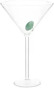 Maison Balzac Martini Glass Clear with Green Olive 120ml
