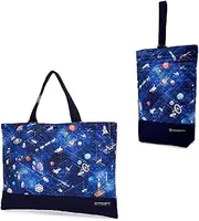 COLORFUL CANDY STYLE NK303600 Lesson Bag, Shoe Case, Set of 2, Lesson Bag, Shoe Case, Preparation for School Entrance, Cool, Boys, Future Planet Exploration and Spaceship