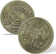 Challenge Coin Veterans Thank You Commemorative Coin – Home of The Free, Because of The Brave – Antique Bronze Eagle and Flags Design – Military Appreciation Coin (Iwo Jima Eagle Veteran, 1pcs)